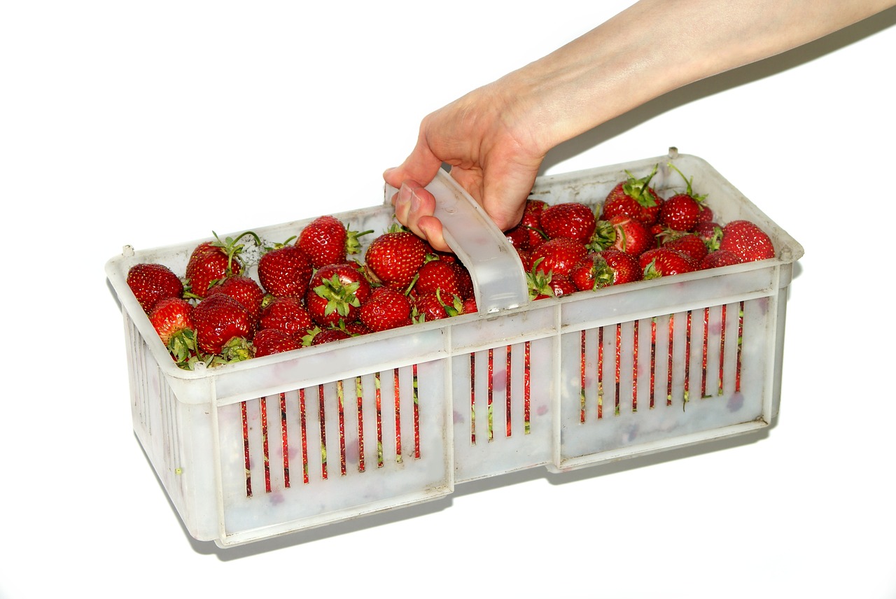 shopping cart strawberries strawberry free photo