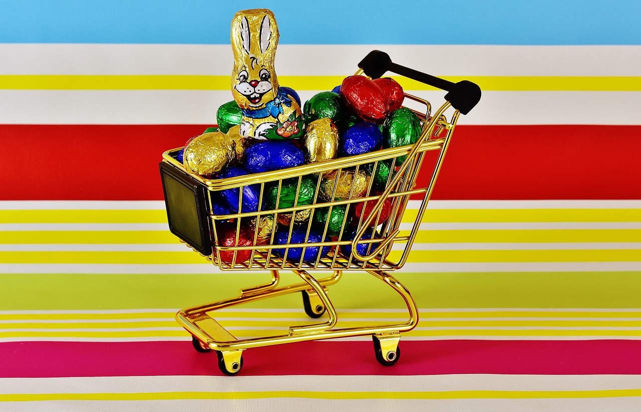 shopping cart chocolate eggs easter free photo
