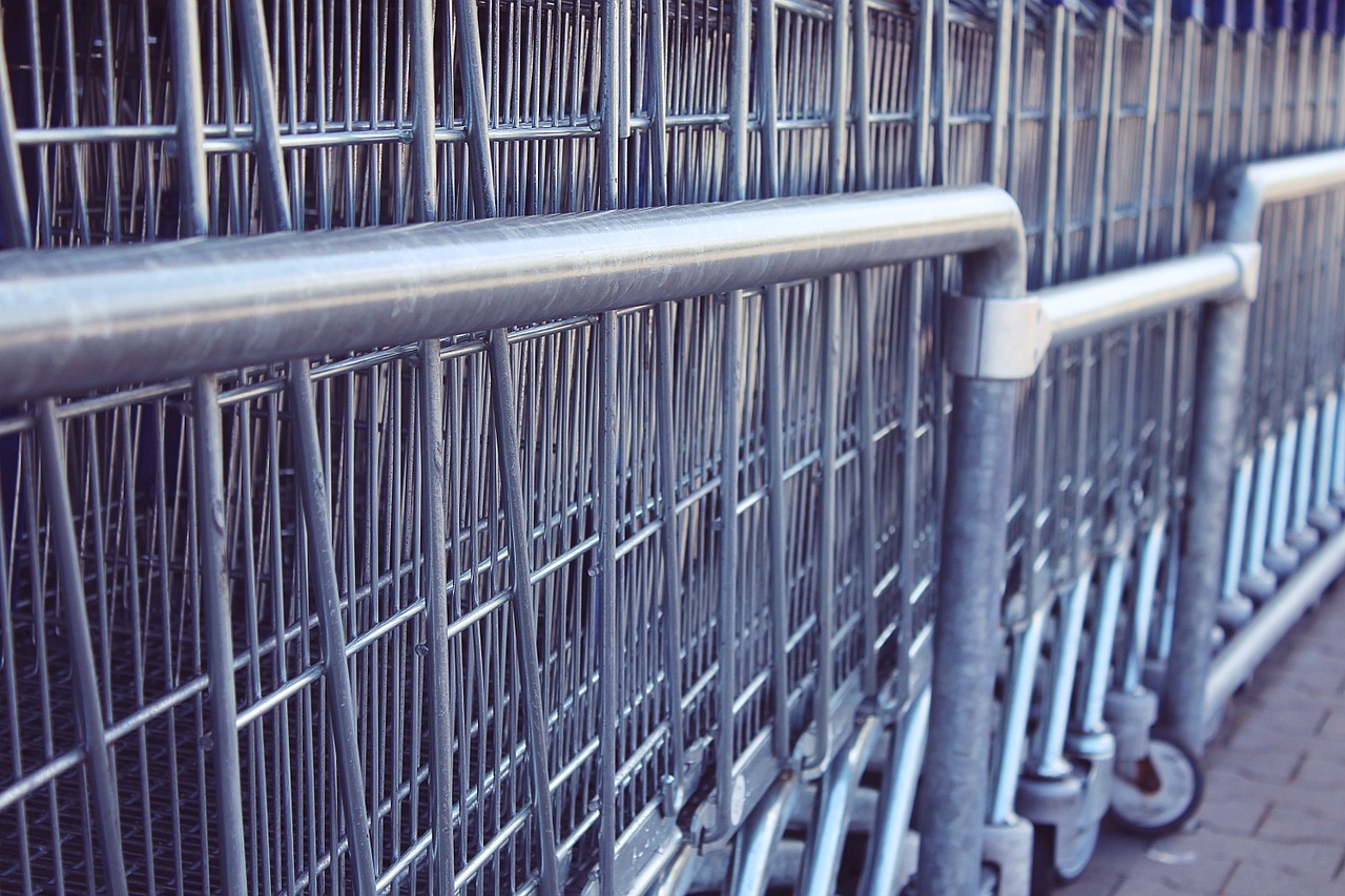 shopping cart arrangement supermarket free photo