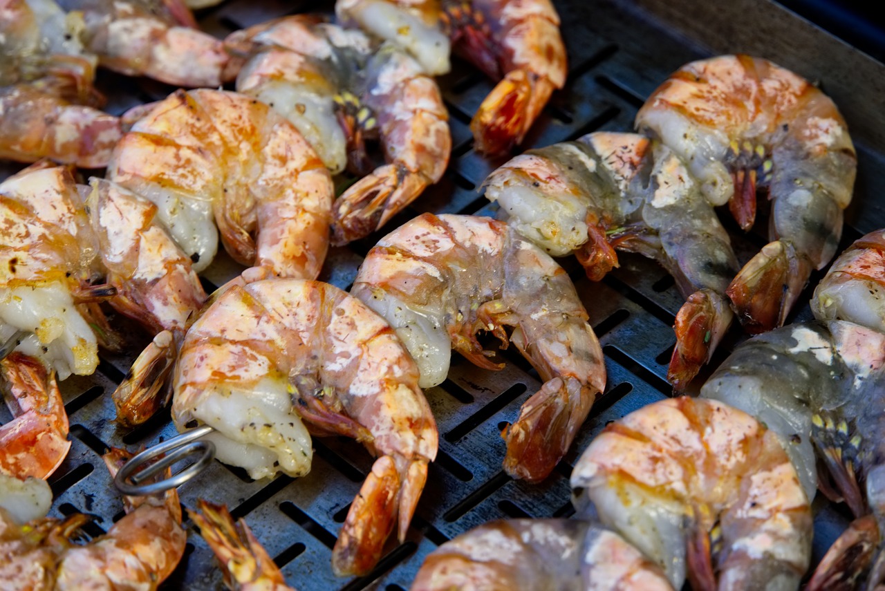 shrimp  grill  spit free photo