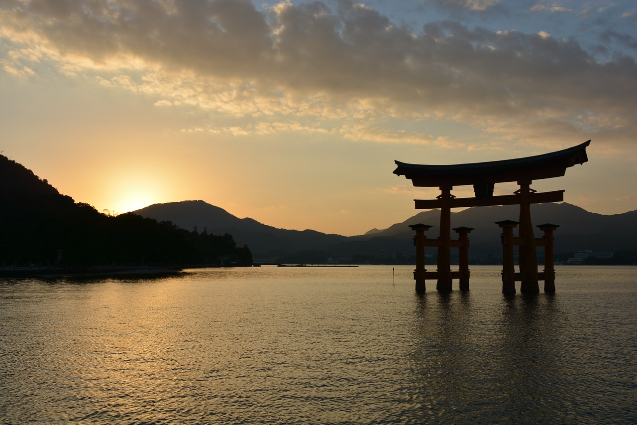 shrine torii sunset free photo
