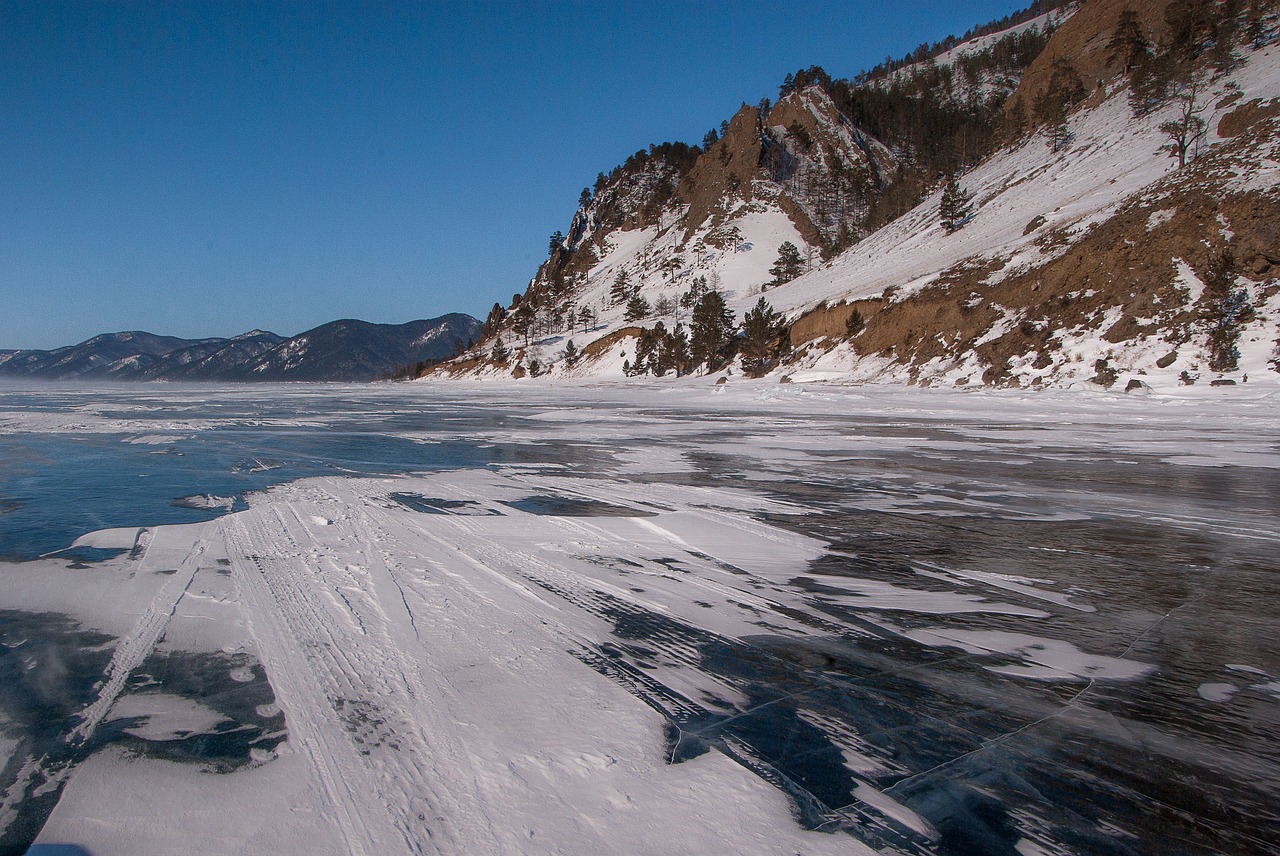 siberia lake baikal frozen lake free photo