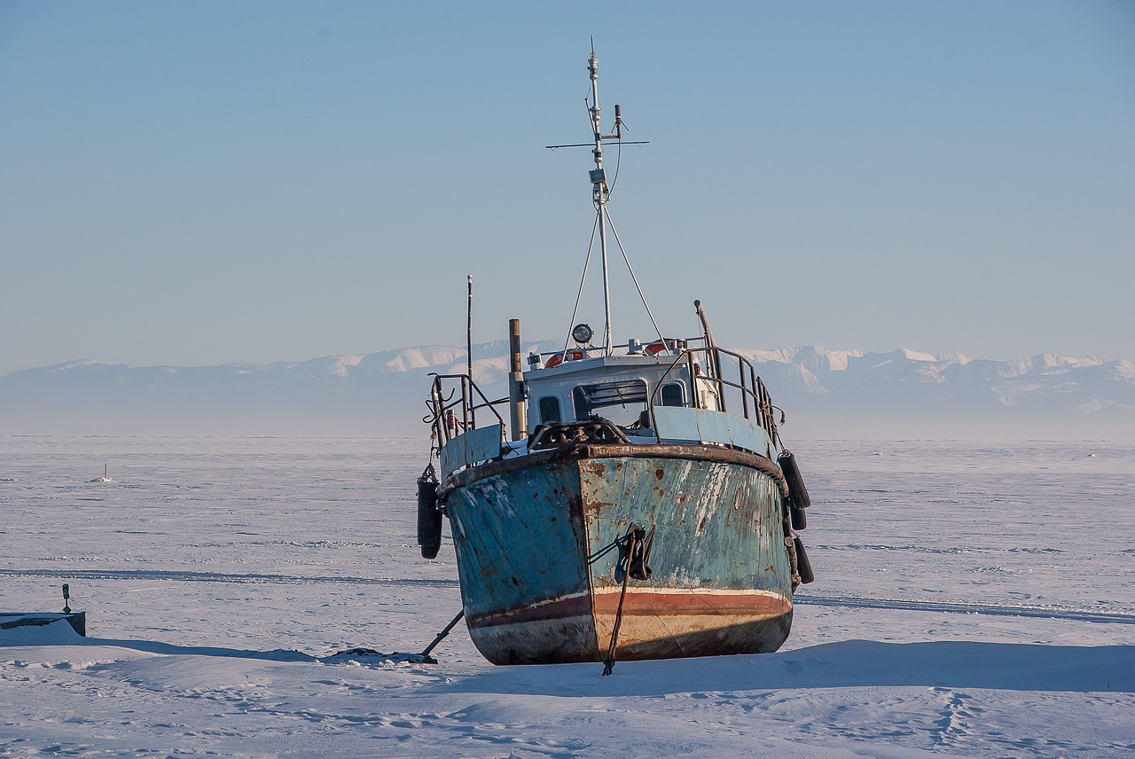 siberia lake baikal ice free photo