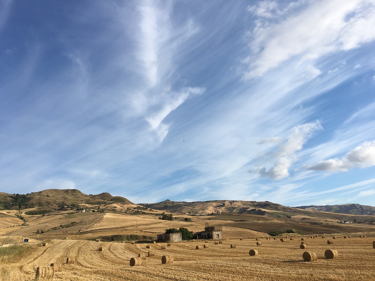 sicily wheat landscape free photo