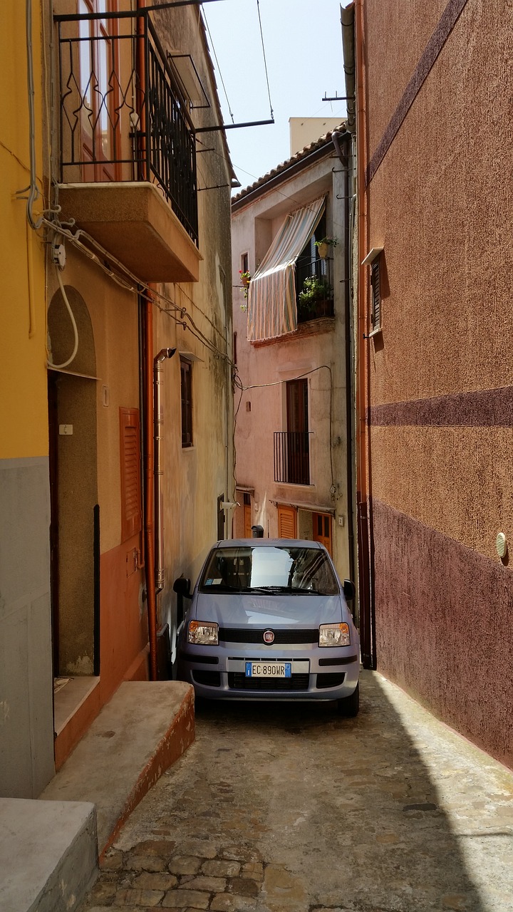 sicily village narrow road free photo