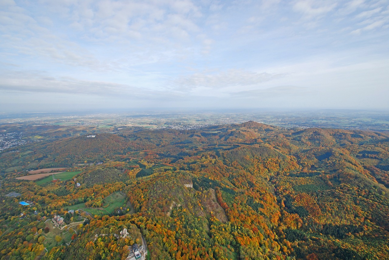 siebengebirge aerial view dragon rock free photo