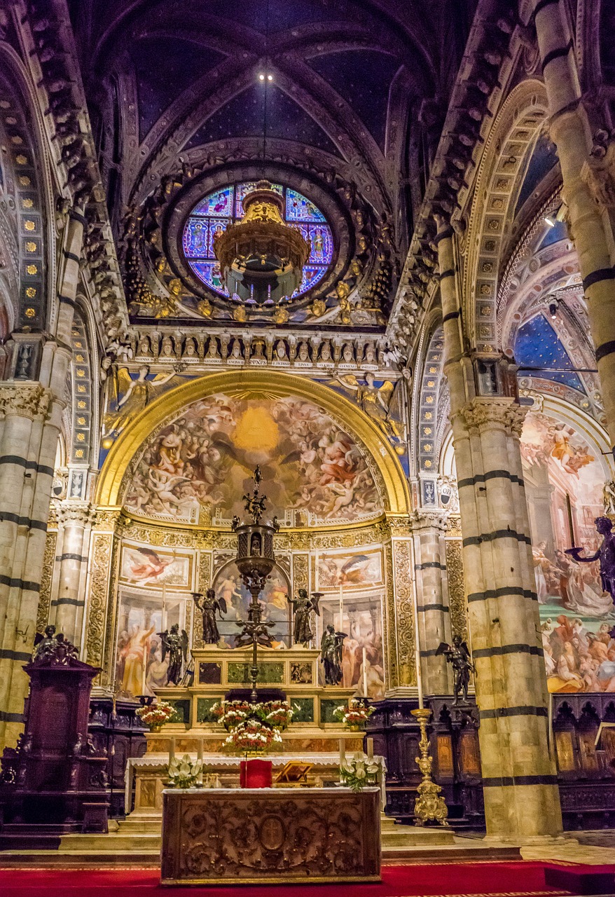 siena cathedral altar stained glass free photo
