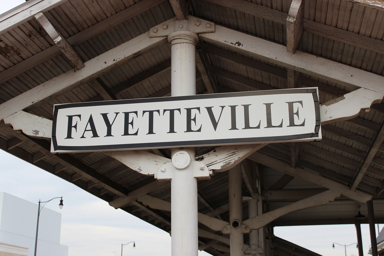 sign train station fayetteville free photo
