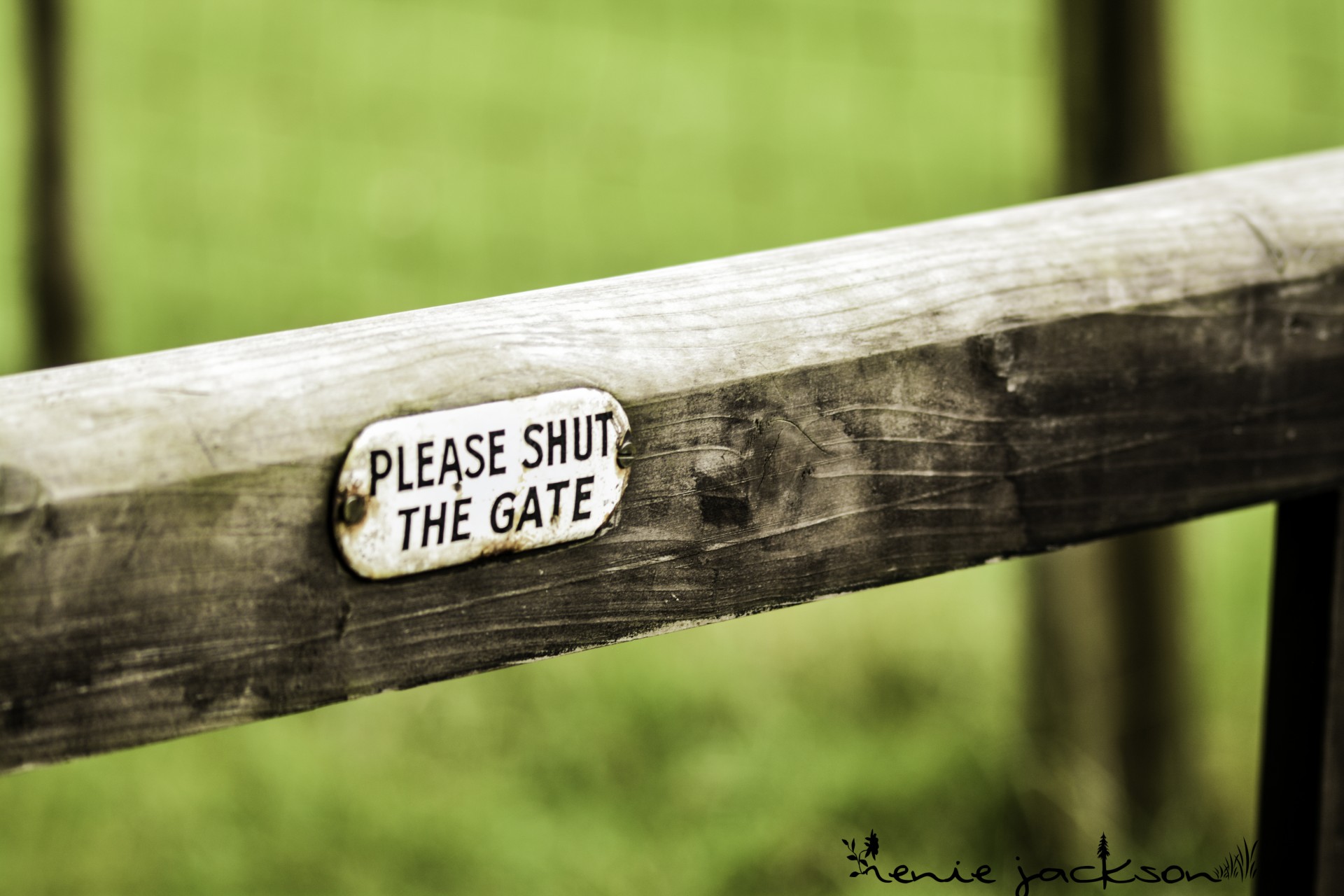 please shut gate wood sign free photo