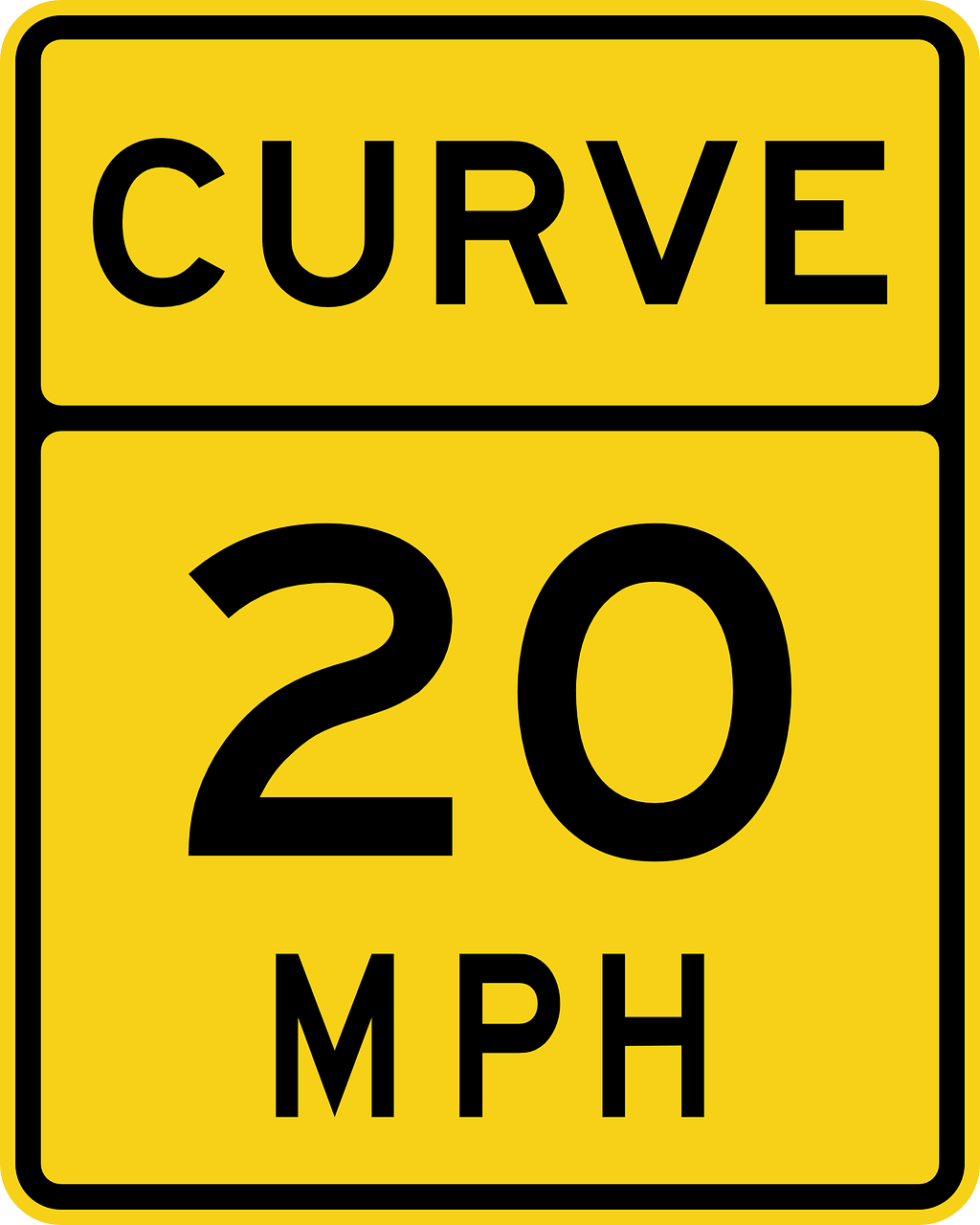 sign curve 20 mph free photo