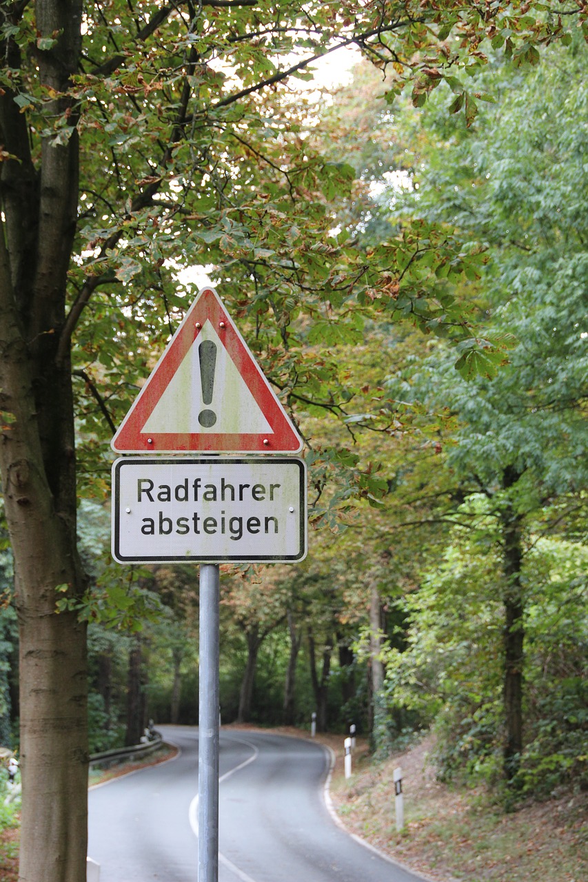 sign warnschild walk your bike free photo