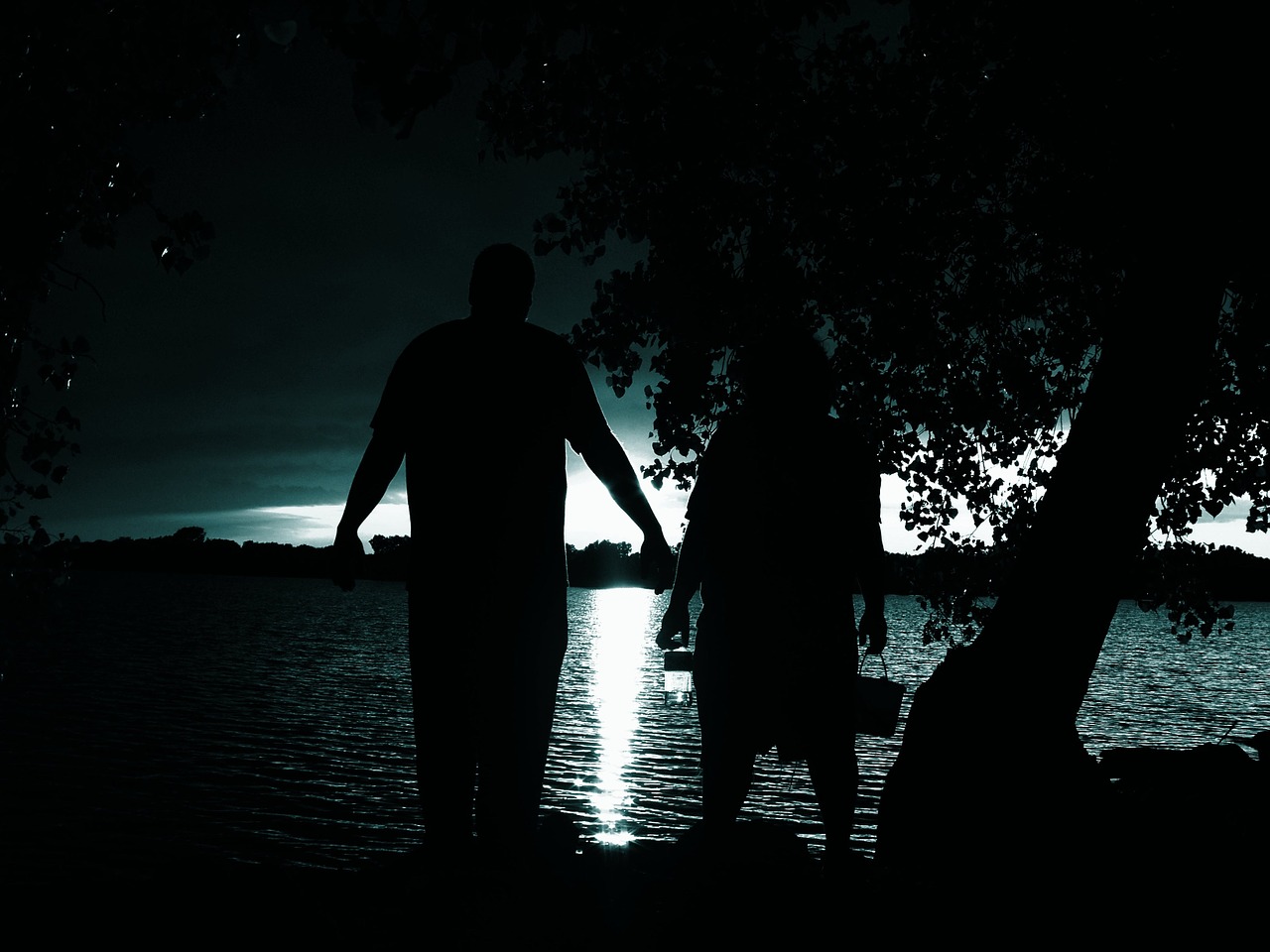 silhouette lake summer free photo