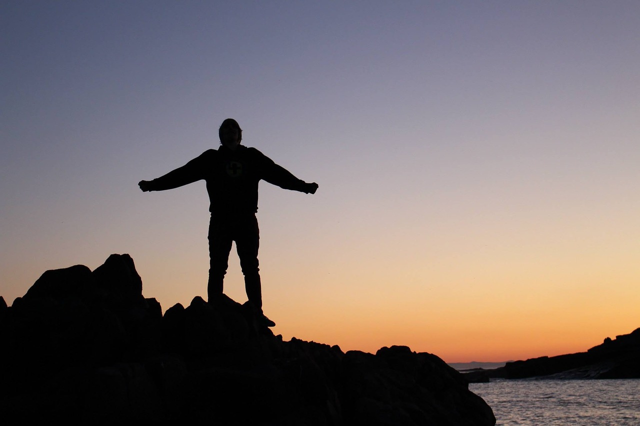 silhouette sunset ocean free photo