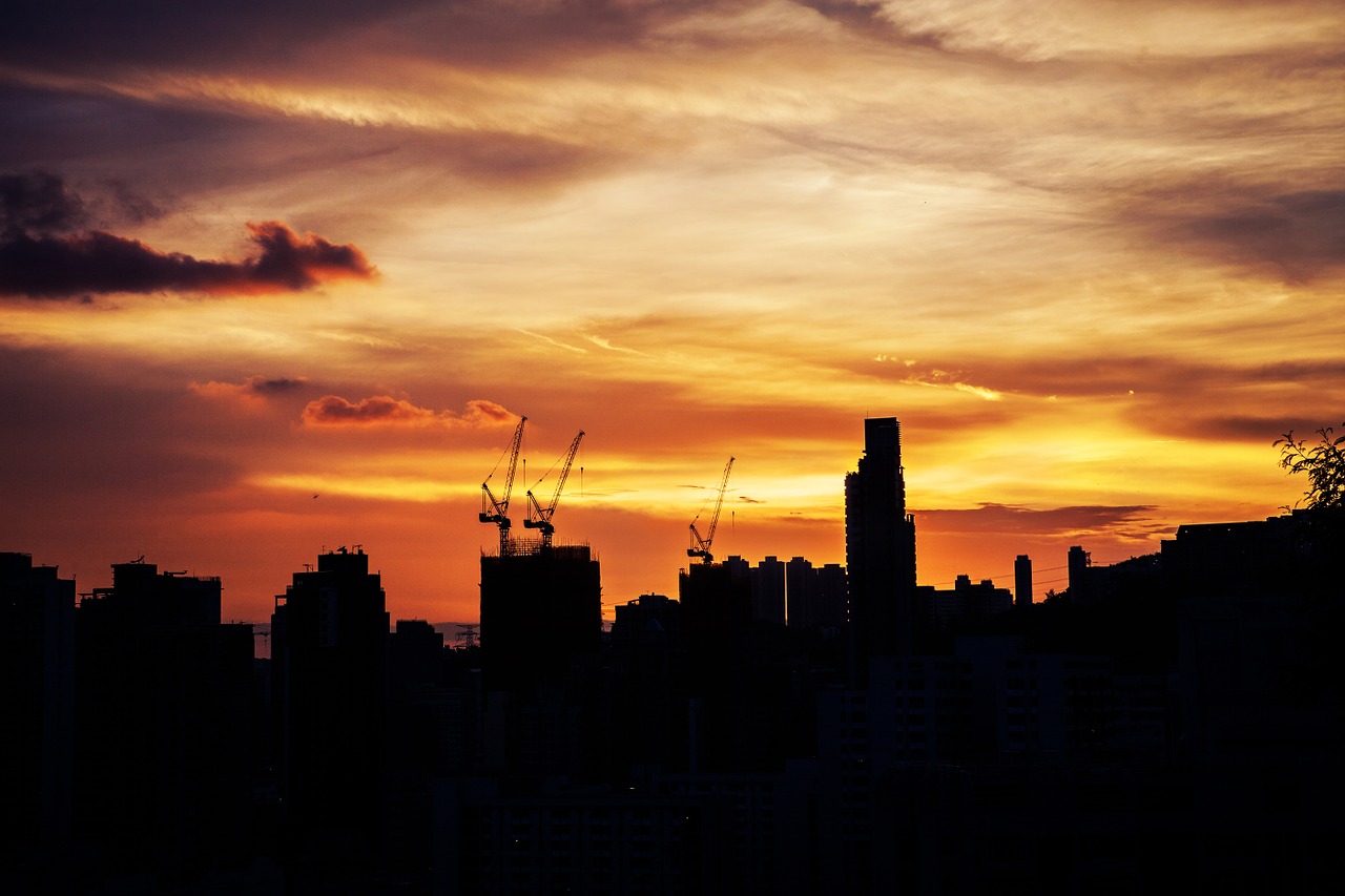 construction silhouette sunset free photo