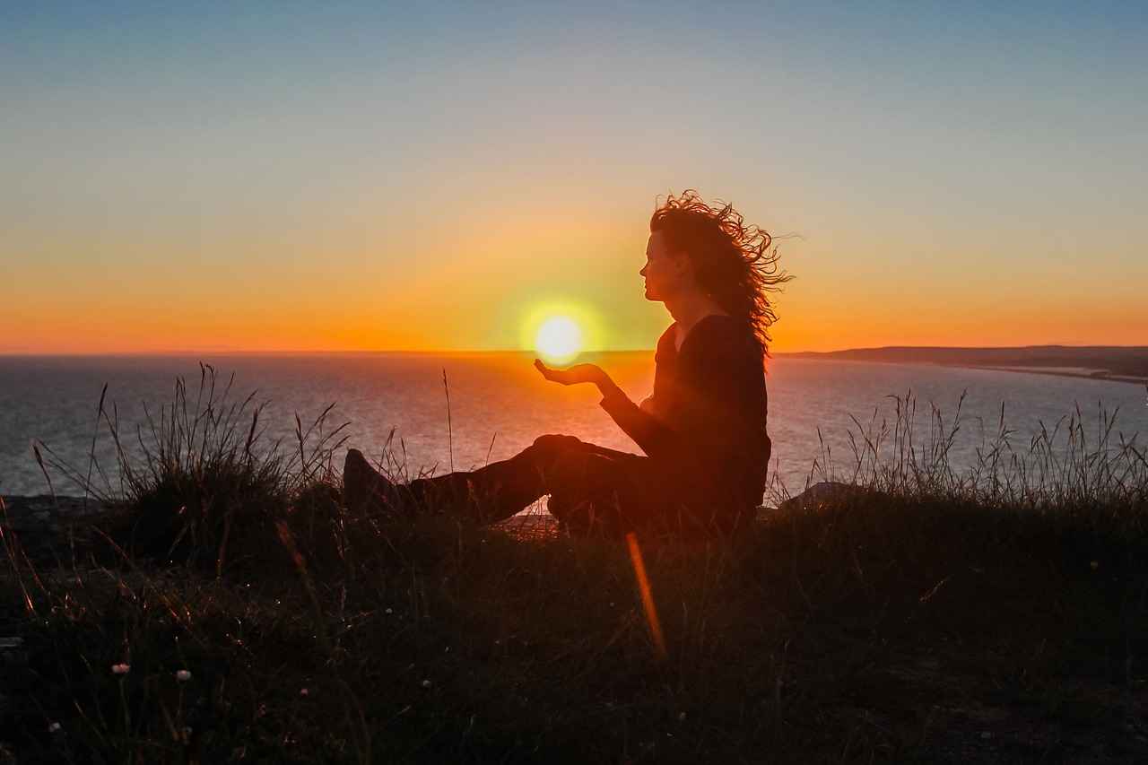 silhouette sunset girl free photo