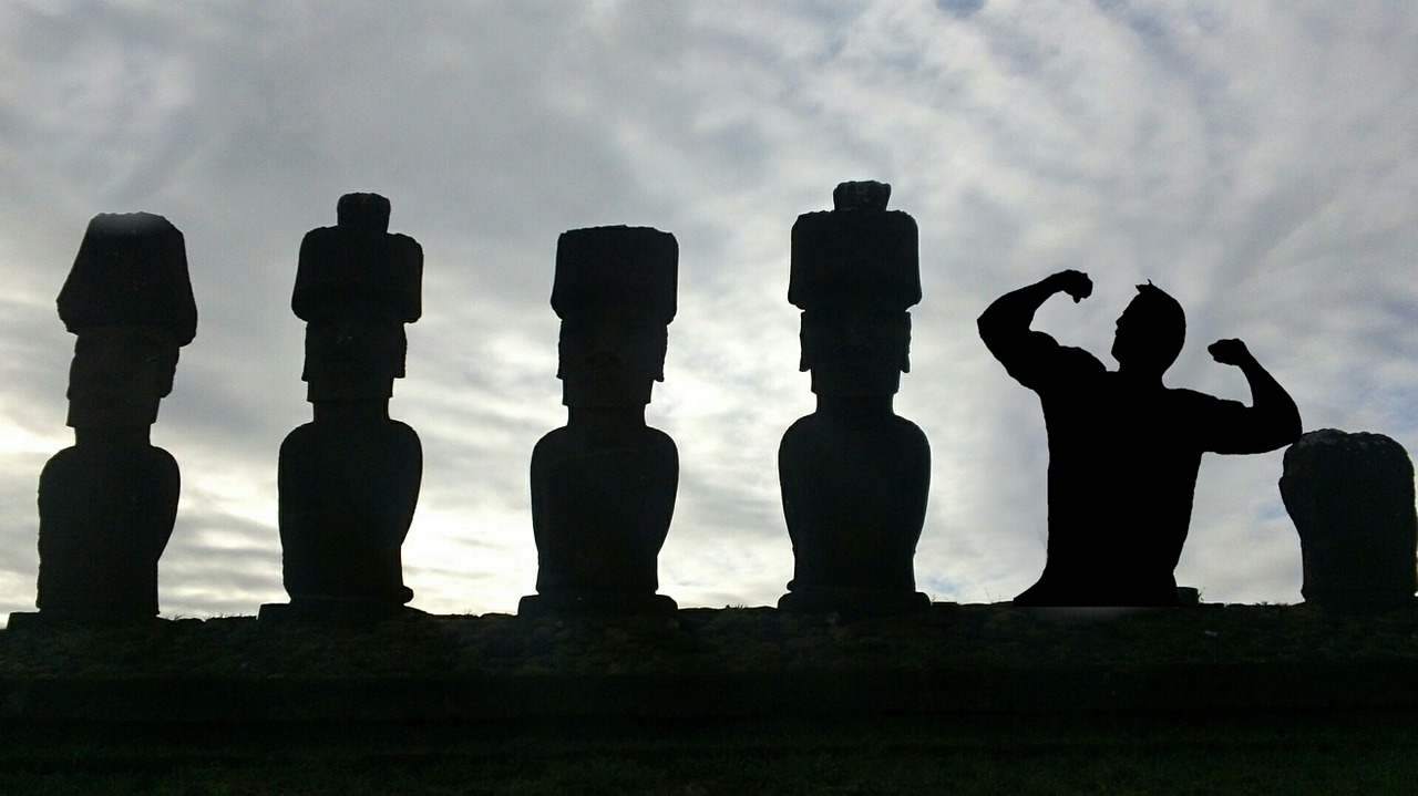 silhouette easter island body builder free photo