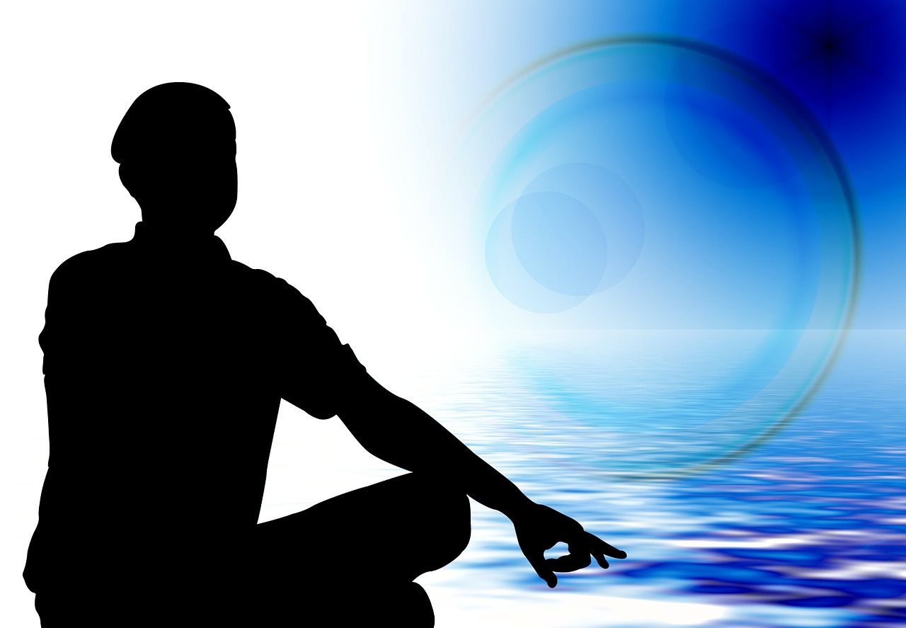 silhouette man meditation interior free photo