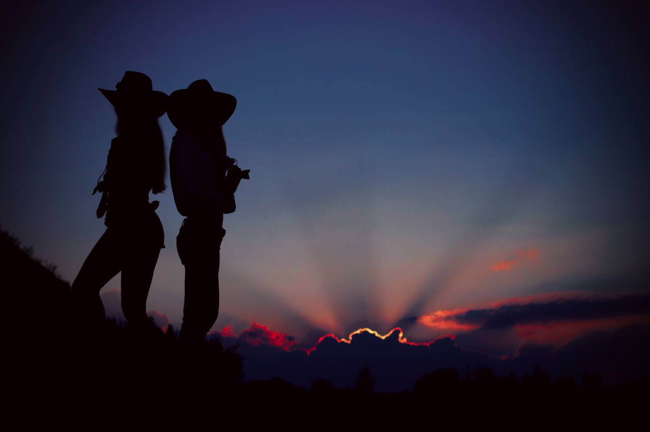 silhouette sunset evening free photo