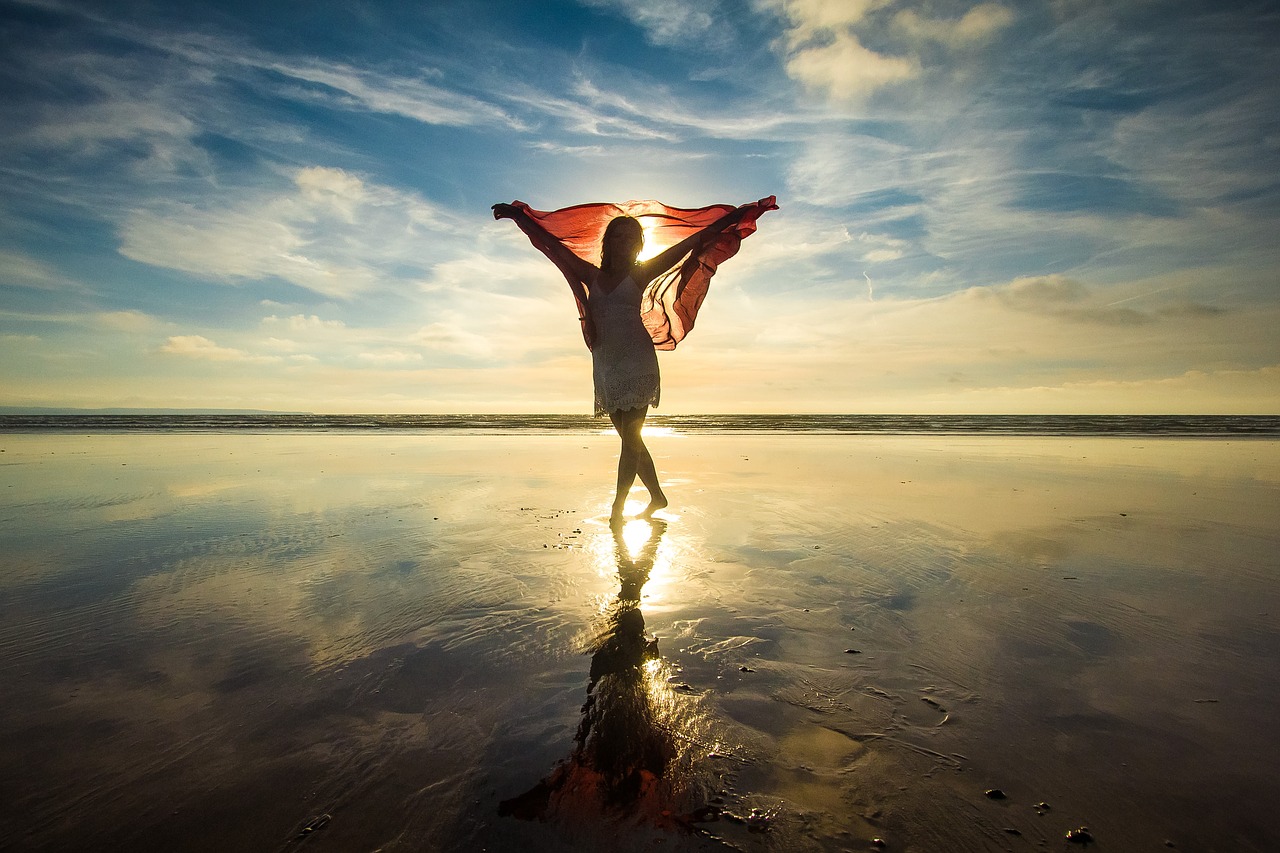 silhouette woman sunset free photo