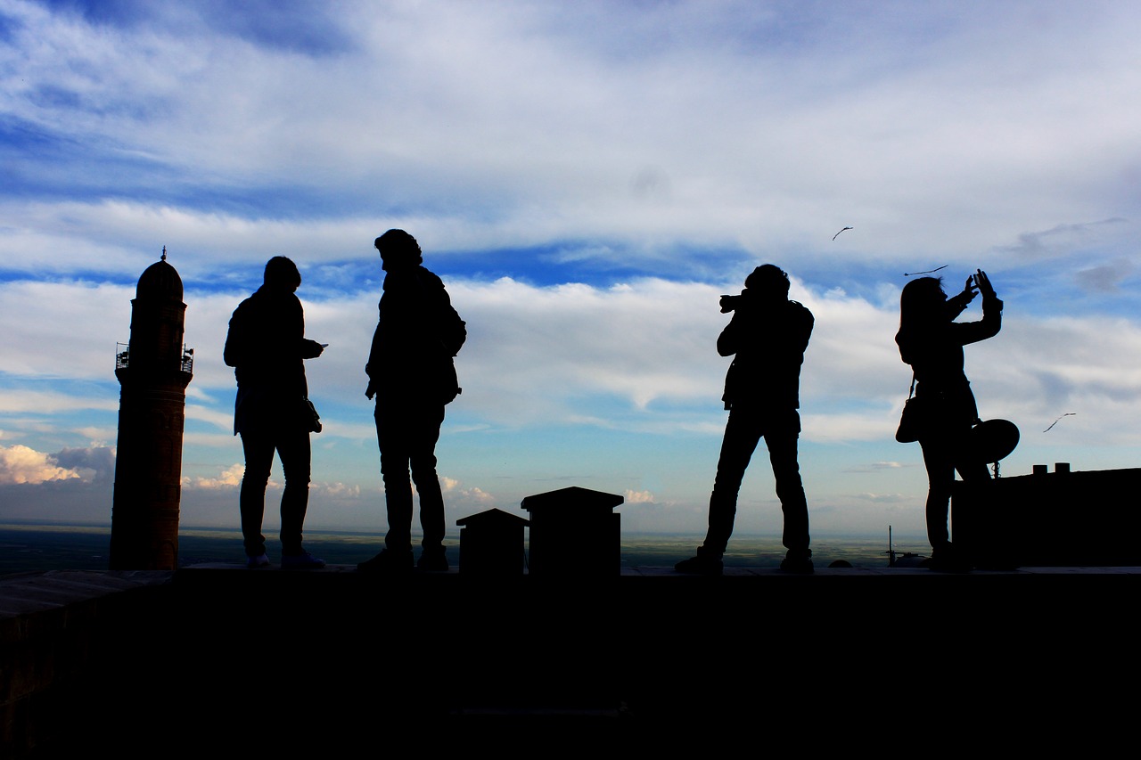 silhouette clouds people free photo