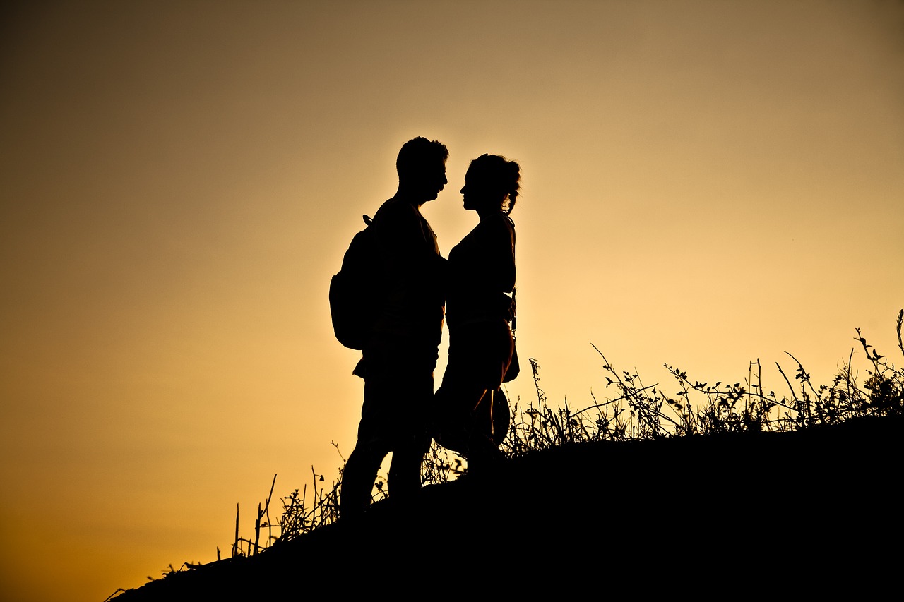 silhouette love sunset free photo