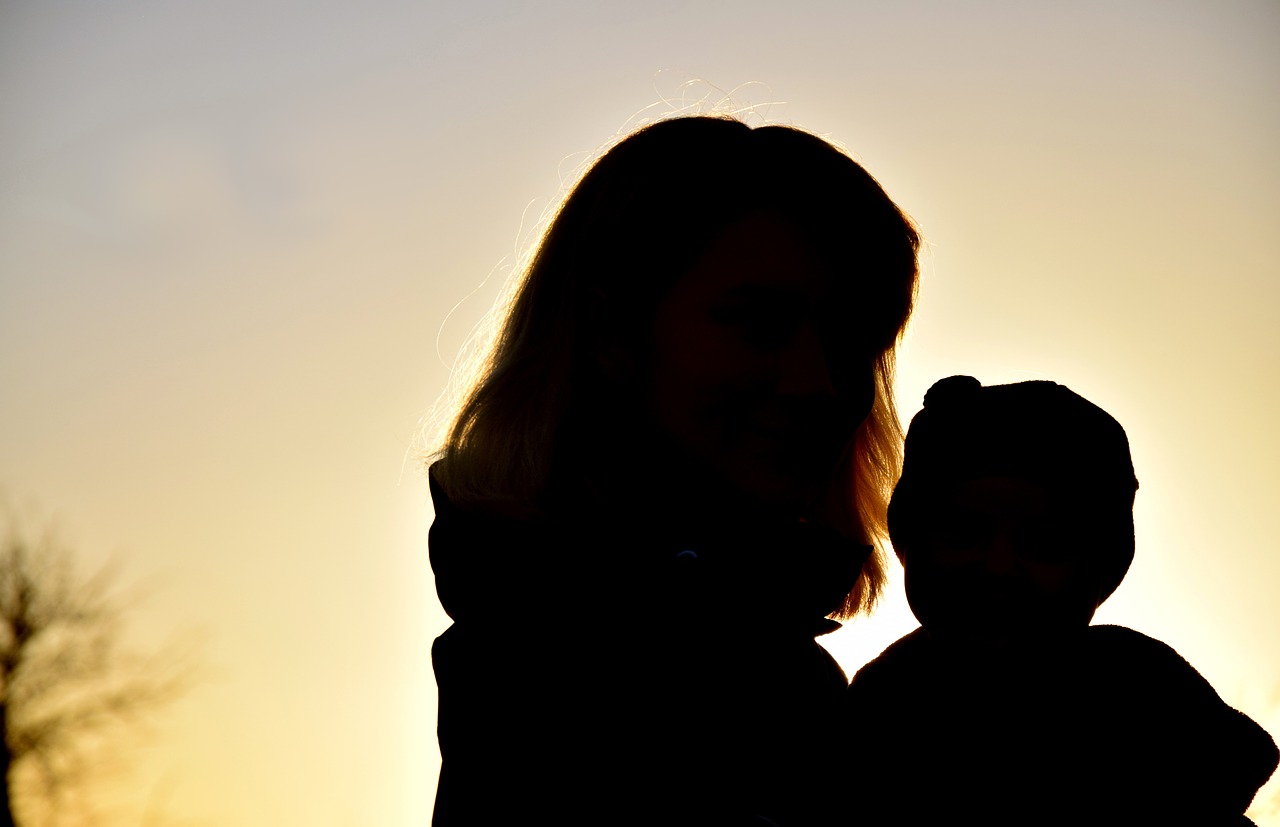 silhouette woman child free photo