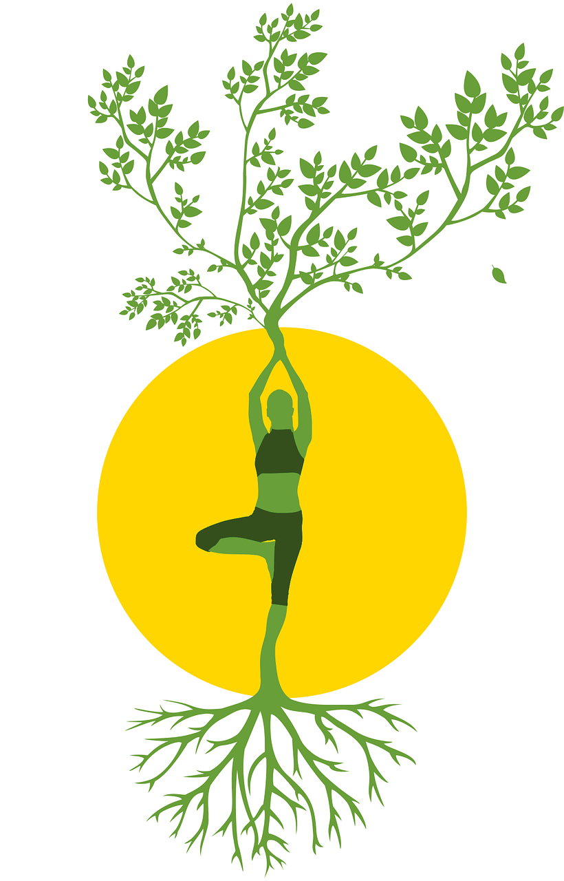 Tree Yoga Logo Silhouette Person Meditation Stock Vector (Royalty