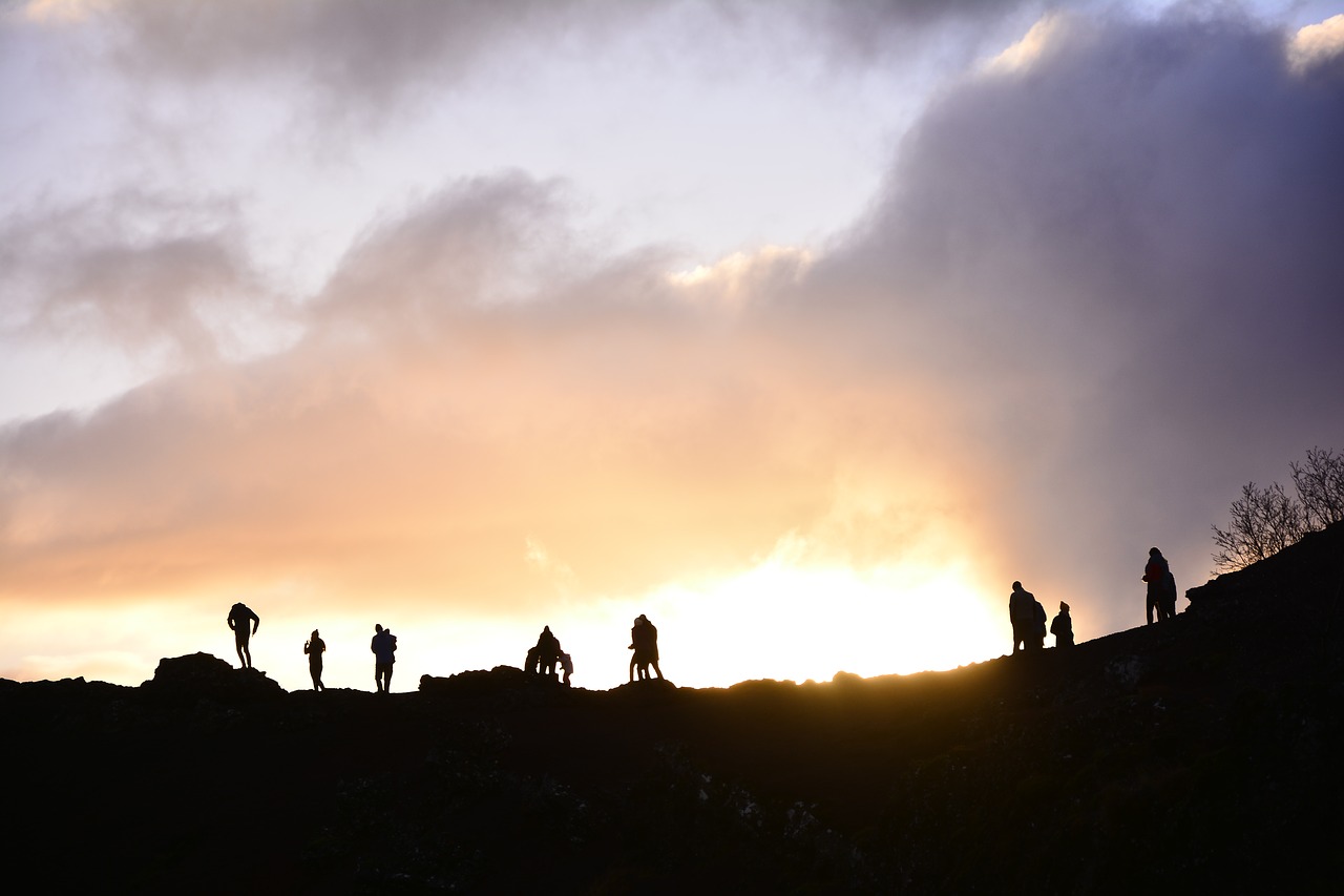 silhouette sunset mountain free photo