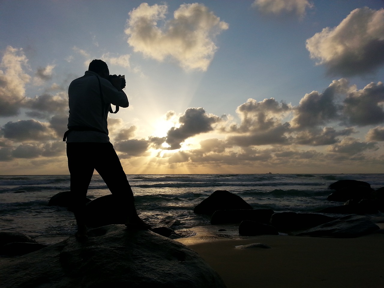 silhouette sea water free photo