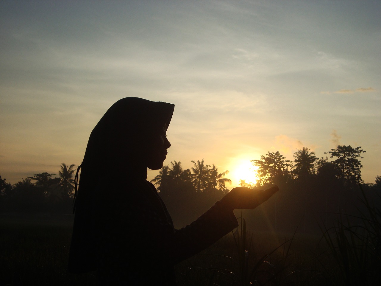 silhouette sunrise human free photo