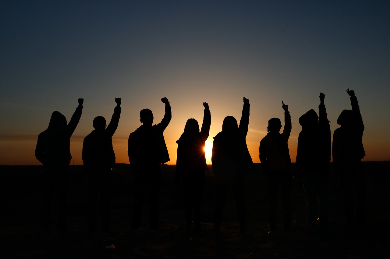 silhouette sunset dawn free photo