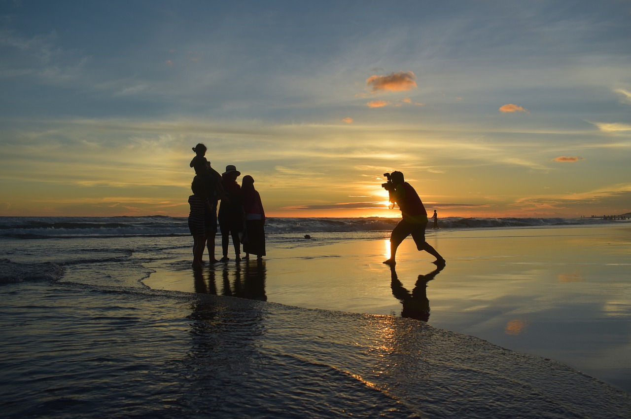 silhouette sunset beach free photo