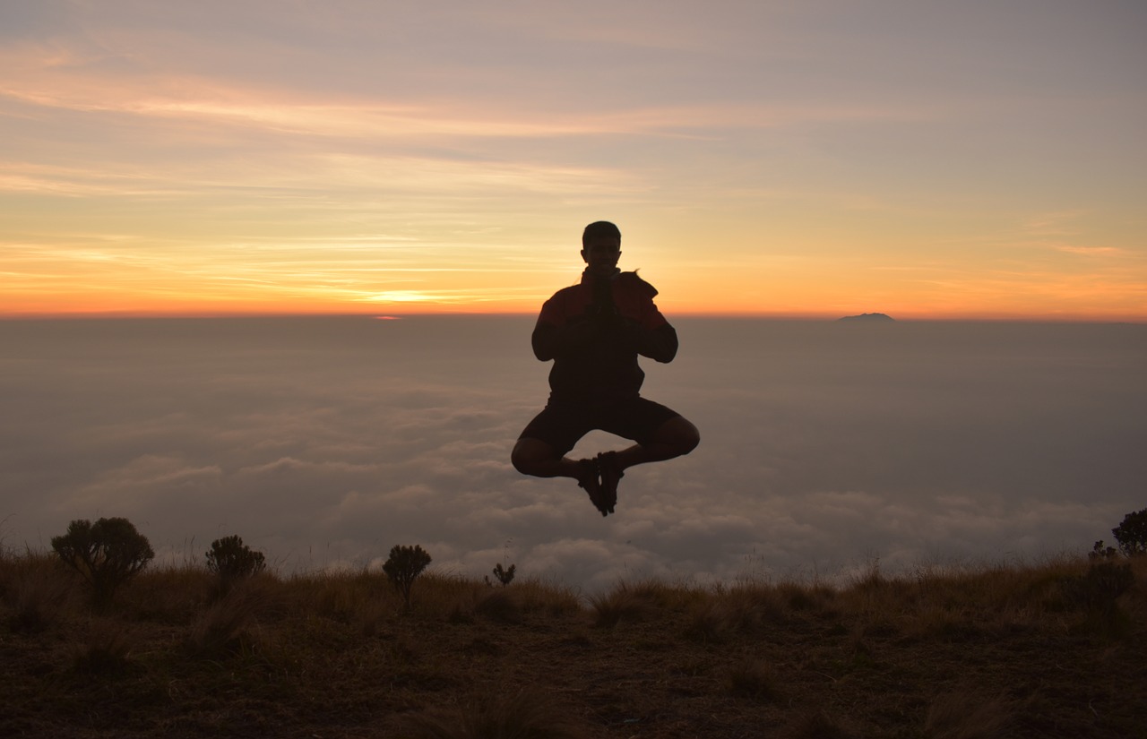 silhouette  person  sunrise free photo