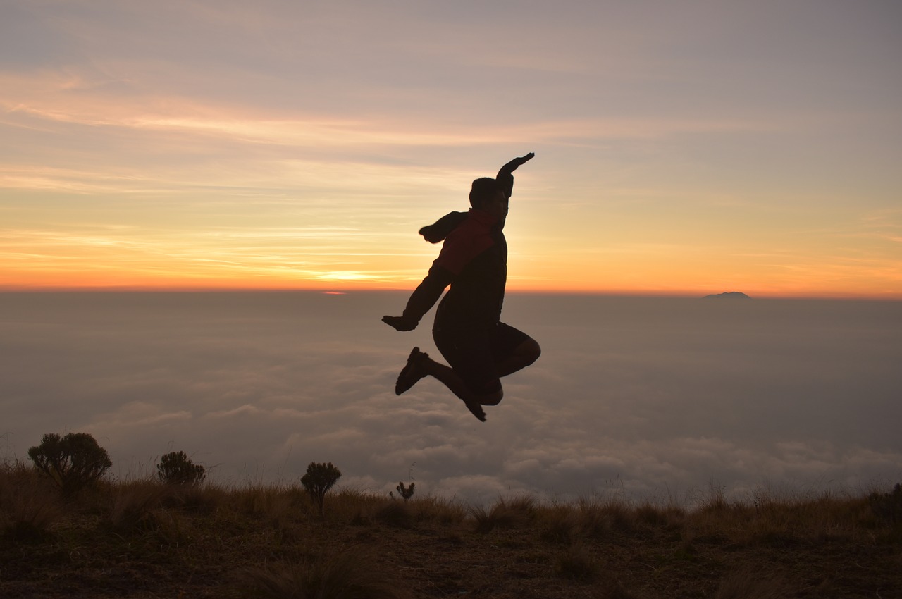 silhouette  person  sunrise free photo