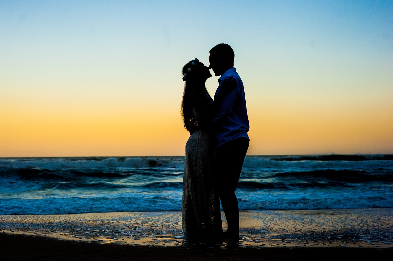 silhouette  beach  pregnant free photo