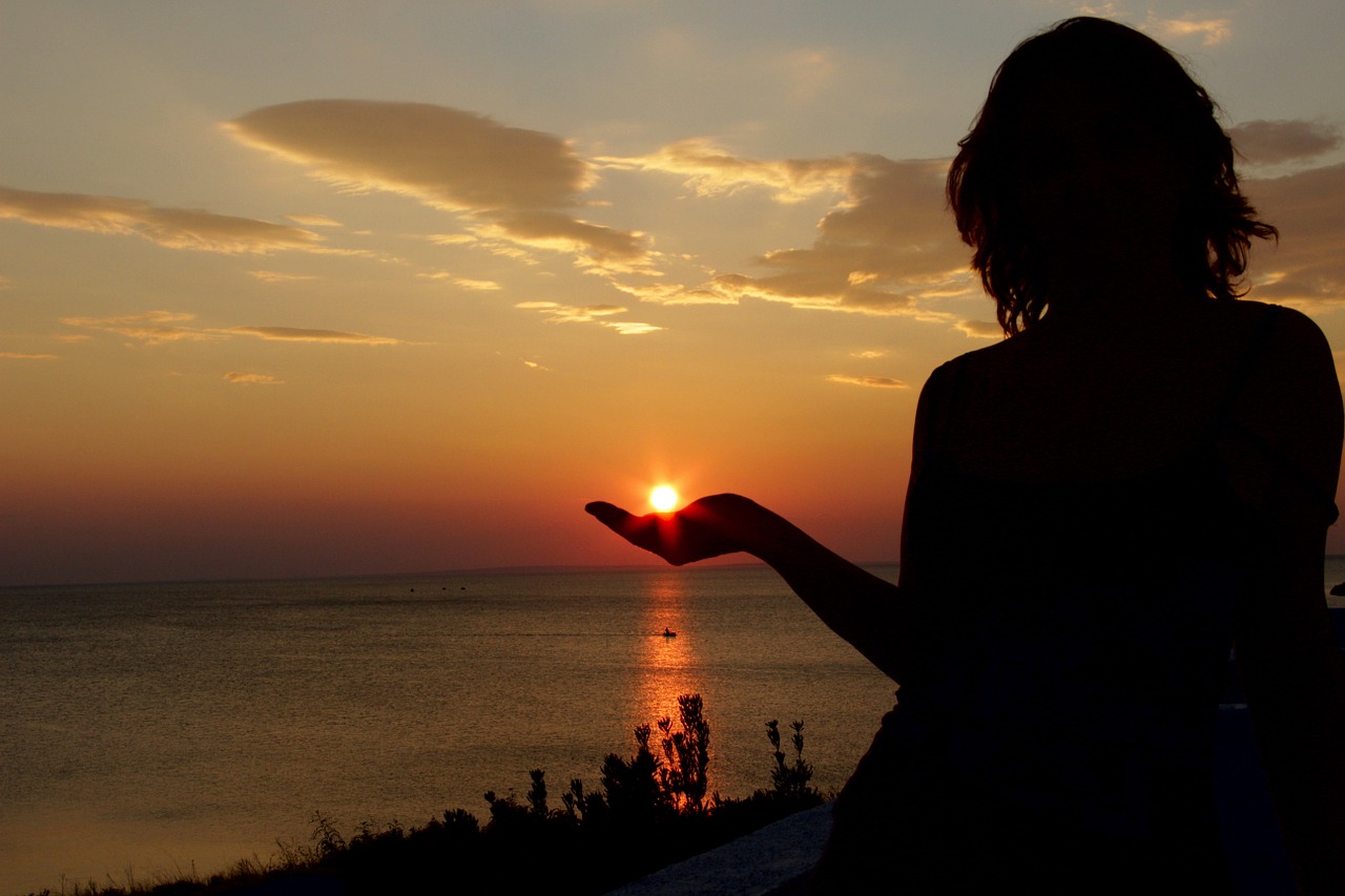 silhouette woman sunset free photo