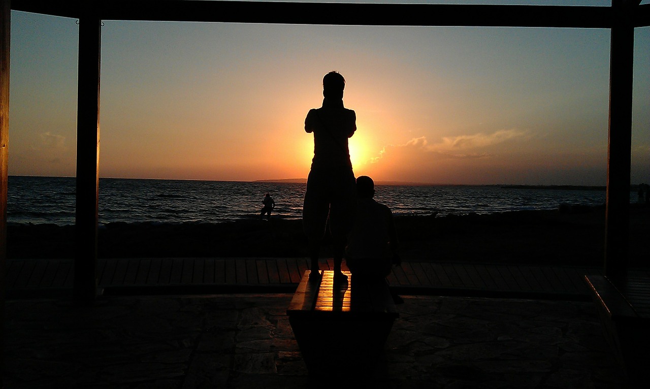 silhouette people sunset free photo