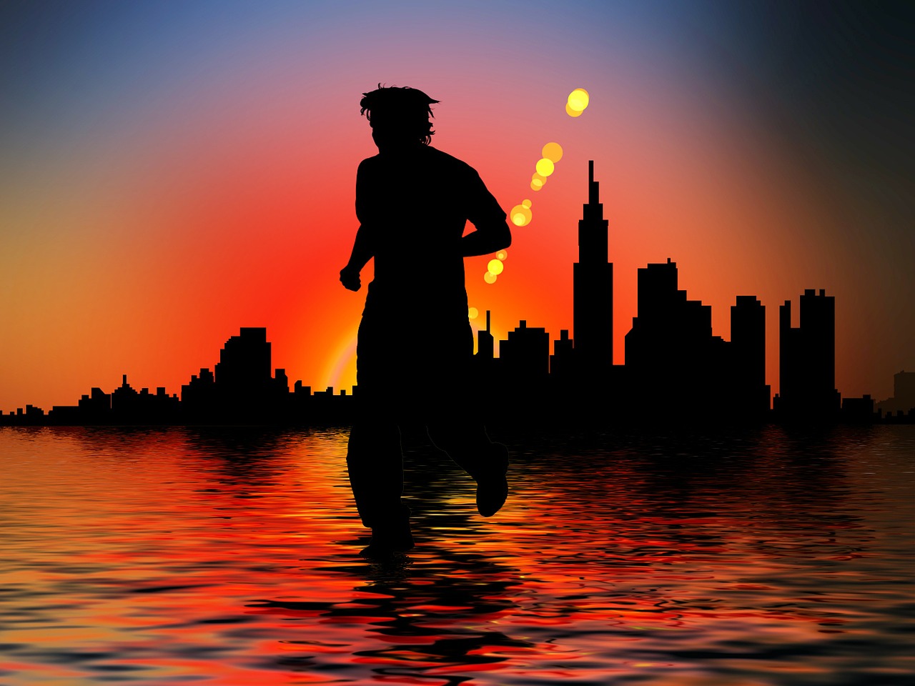 silhouette man runners free photo