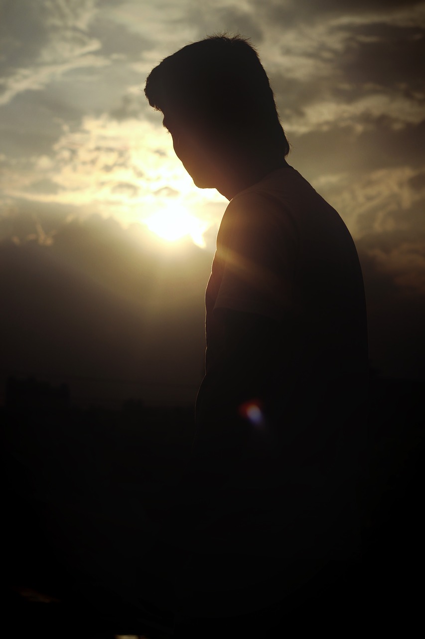 silhouette man sun evening free photo