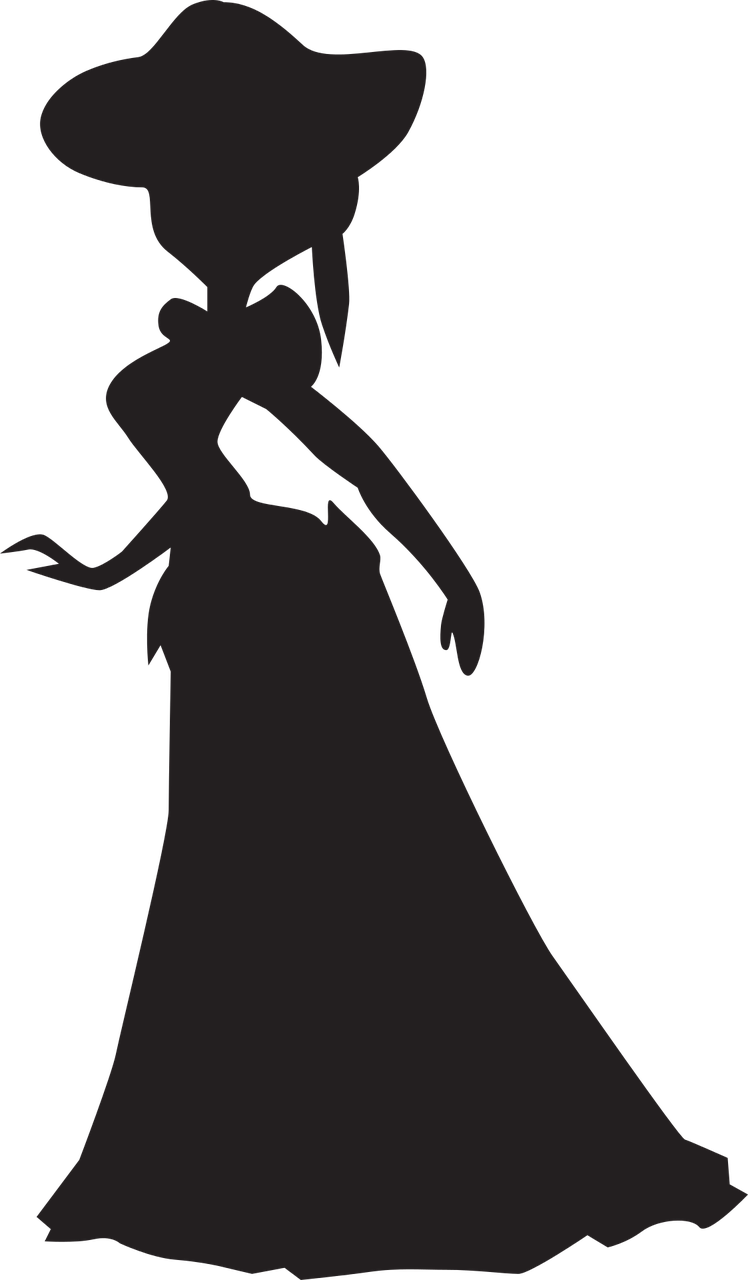silhouette of woman lady lady in a ballroom dress free photo