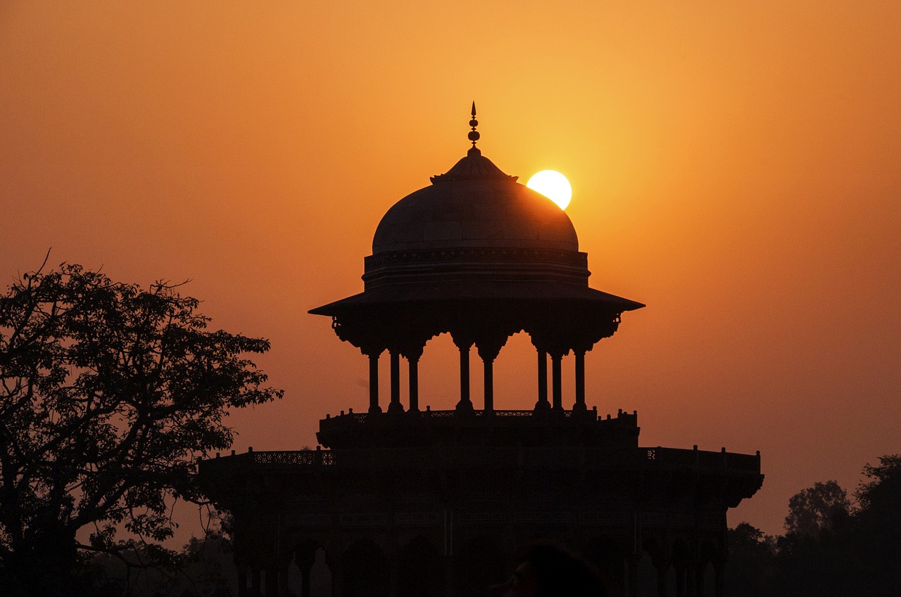 silhouettes sunset mosque free photo