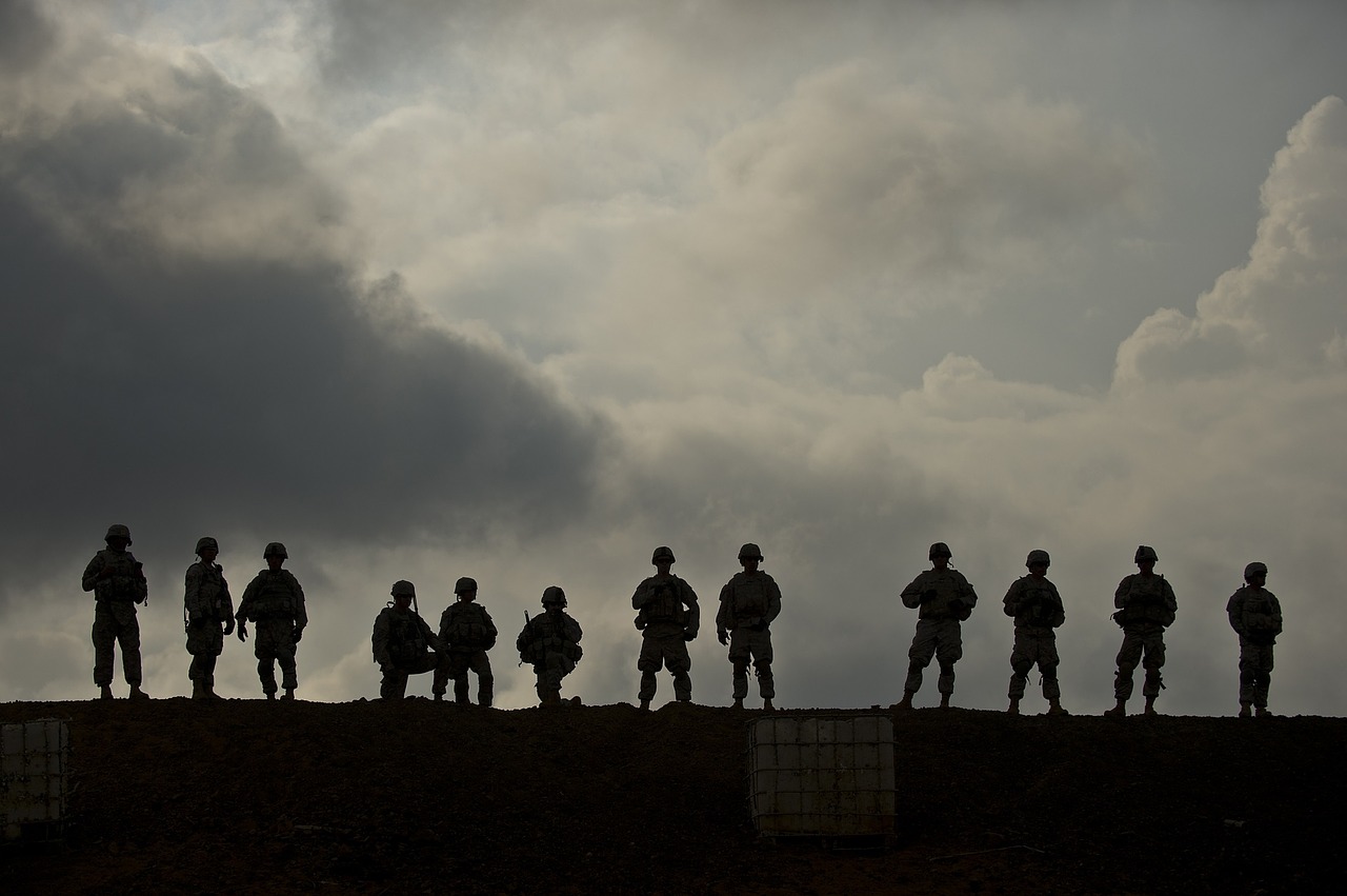 silhouettes military training free photo