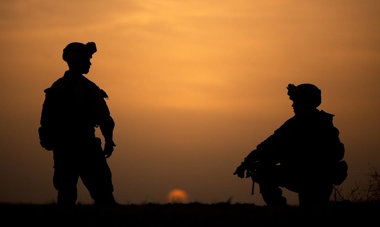 silhouettes military soldiers free photo