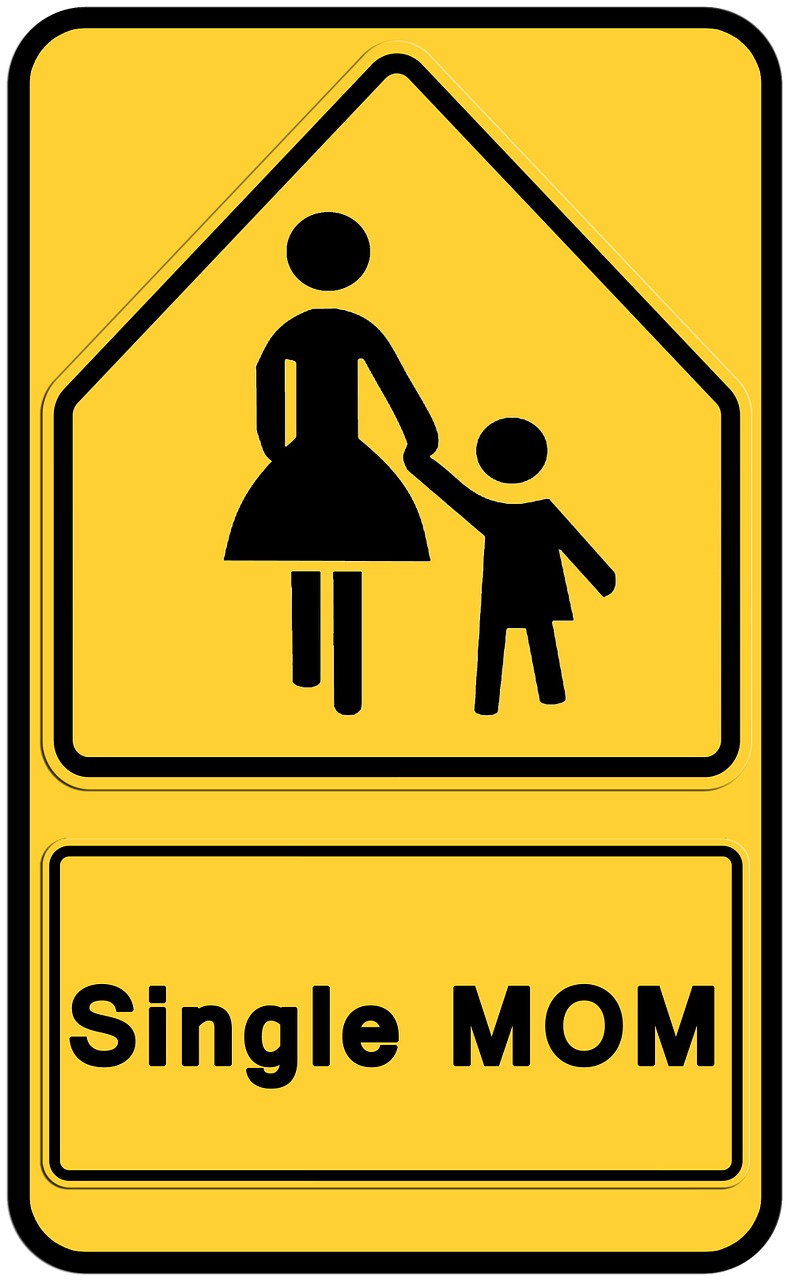 silhouettes road sign mother free photo
