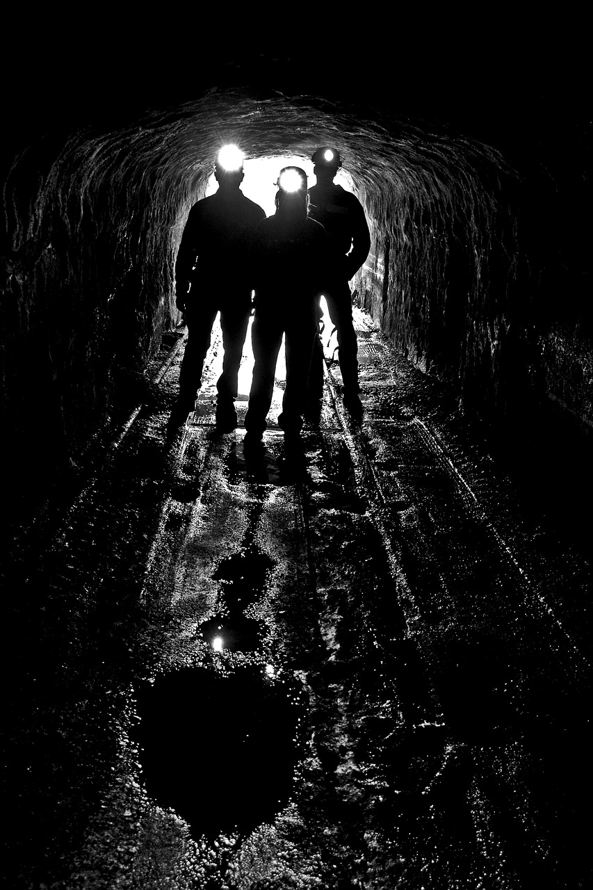 silhouettes coal mine entrance free photo
