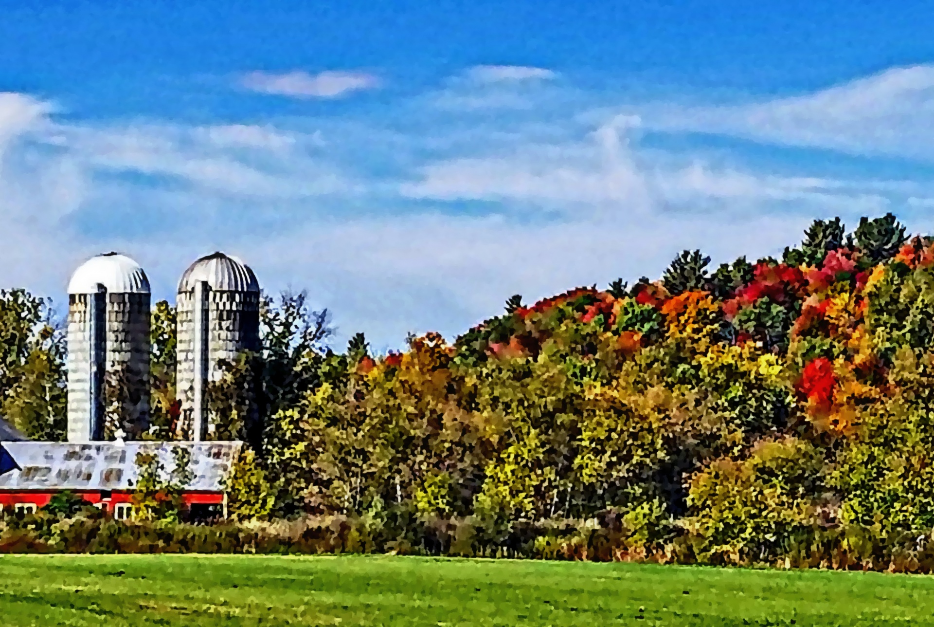 farm silos landscape free photo