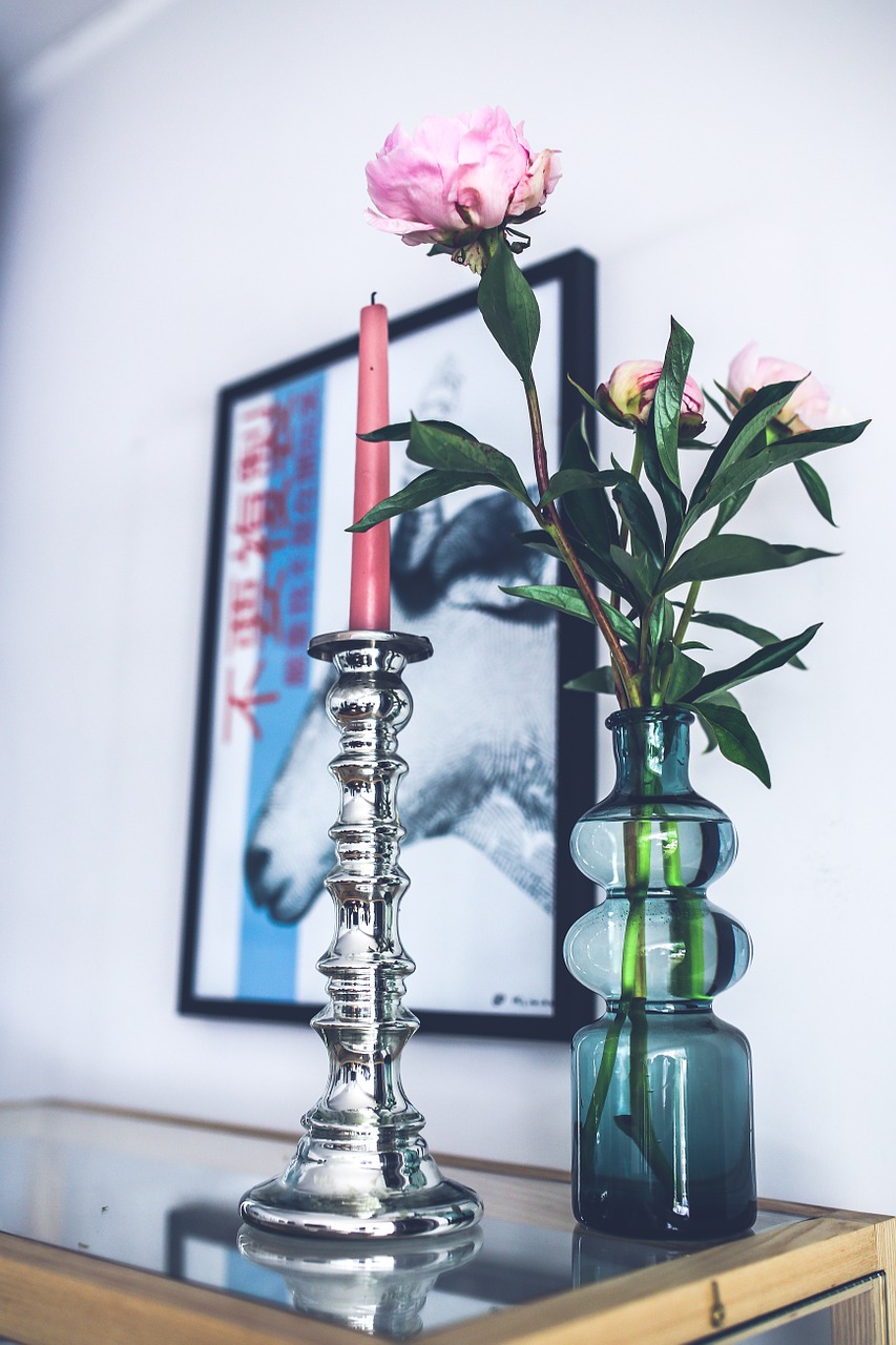 silver candlestick pink free photo