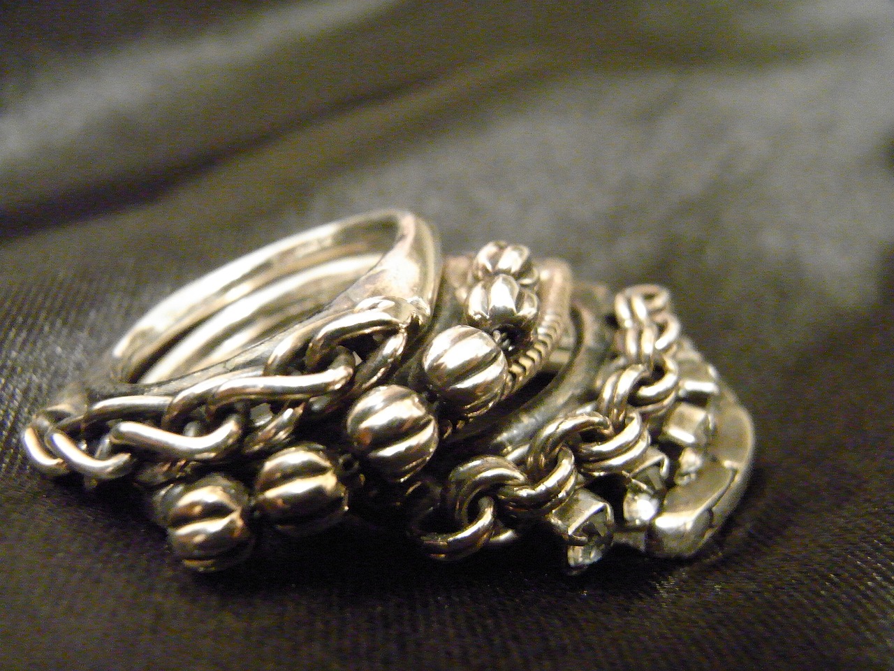 silver ring satin foppery free photo
