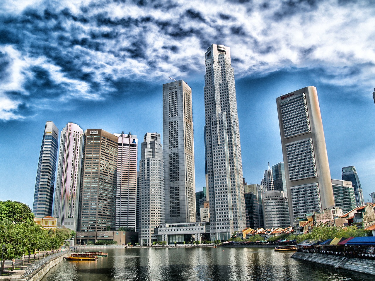 singapore skyline skyscrapers free photo