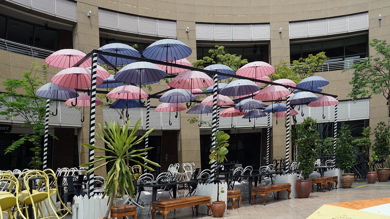 singapore parasols courtyard free photo
